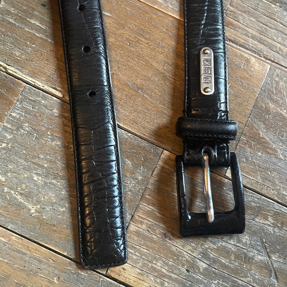 Lauren Ralph Lauren Croc Embossed Italian Leather Skinny Belt🖤 - Picture 6 of 14